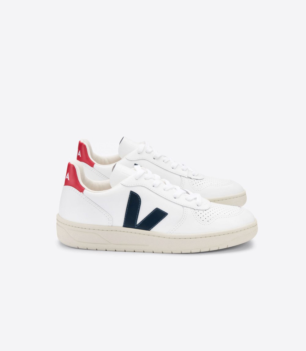 Veja Sneakers Mens - V-10 Leather - White - 6187OIJTB